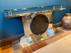 Console Table Stainless Steel, Glass and Marble Design, Sku: 033094