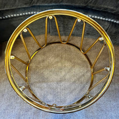 Jonathan Adler Maxim White Linen Tuffet Side Table, Brass Frame