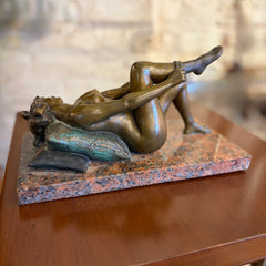Bronze Table Sculpture, Recumbent Female Nude, Artist: Louis Chalon, French 1866-1940, sku: 032192