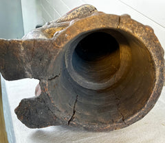 Primitive Female Clay Figure Statue with Cat