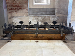 Extra Large Pot Rack Hanging Light: Handcrafted Steel Tree, Animal Motif, 6 Candlestick Lights, 3 Can Lights, sku: 033421