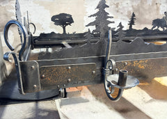 Extra Large Pot Rack Hanging Light: Handcrafted Steel Tree, Animal Motif, 6 Candlestick Lights, 3 Can Lights, sku: 033421