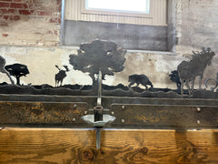 Extra Large Pot Rack Hanging Light: Handcrafted Steel Tree, Animal Motif, 6 Candlestick Lights, 3 Can Lights, sku: 033421
