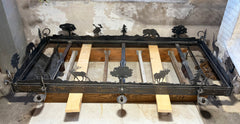Extra Large Pot Rack Hanging Light: Handcrafted Steel Tree, Animal Motif, 6 Candlestick Lights, 3 Can Lights, sku: 033421