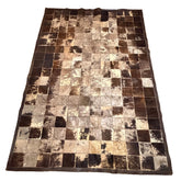 Hair on Hide Patchwork Area Rug, Taupe & Brown, Leather Edge Trim, Sku 033233