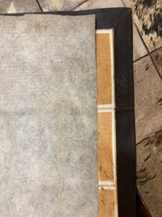 Hair on Hide Patchwork Area Rug, Taupe & Brown, Leather Edge Trim, Sku 033233