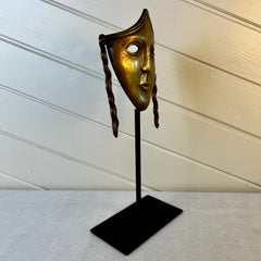 Face Mask, Table Art, Brass Sculpture, Made in Spain