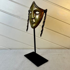 Face Mask, Table Art, Brass Sculpture, Made in Spain