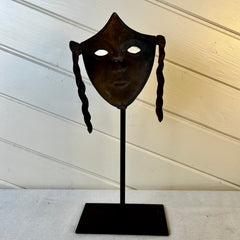 Face Mask, Table Art, Brass Sculpture, Made in Spain