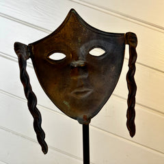 Face Mask, Table Art, Brass Sculpture, Made in Spain