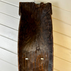 Primitive Gray Wooden Mask, Hand Carved, Wall Art,Vintage