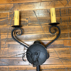 Wall Light, Iron, Tall, Two Candlestick Lights, Rustic, Traditional, sku: 033454
