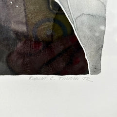 Robert C. Therien, Jr. Original Watercolor "Escort" Orchid, Framed, Under Glass, sku: S32250