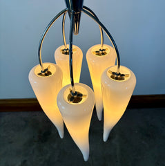 Foscarini Chandelier, Murano Glass, Five Light, Milk Glass, sku: 033479