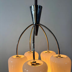 Foscarini Chandelier, Murano Glass, Five Light, Milk Glass, sku: 033479