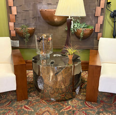 Brutalist Design Solid Metal Round Coffee Table, sku: 032764