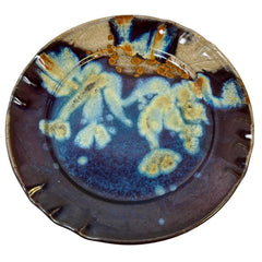 Blue & Green Glazed Ceramic Plate, Handmade, sku: S32288
