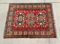 Rug, Wool, 100%, Medium Size, Red, Blue, Beige, Sku: 033588