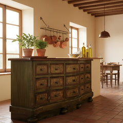 Large Rustic Cabinet, Twelve-Drawer, One Center Cabinet, sku: 033556