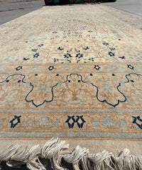 Large Area Rug, Iranian, 100% Wool, Beige, Cream, Blue, Sku: 033555