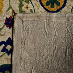 Wool Area Rug, Pile and Looped, Floral, Bright Colors, Blue, Green, Yellow, Pink, Cream, Sku: 033557