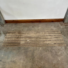 Runner Rug, Beige with Brown Lines Running Through, Contemporary