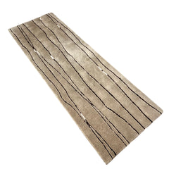 Runner Rug, Beige with Brown Lines Running Through, Contemporary