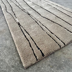 Runner Rug, Beige with Brown Lines Running Through, Contemporary