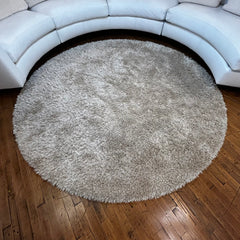Round Shag Rug, Ivory, Multi-fiber