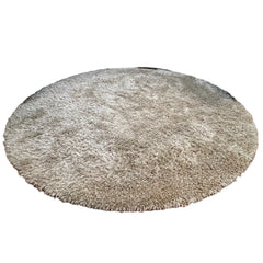 Round Shag Rug, Ivory, Multi-fiber