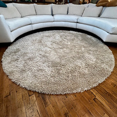 Round Shag Rug, Ivory, Multi-fiber