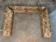Fireplace Mantle, Onyx Stone, Brown, Tan & Cream, Three Piece, Sku: 033576