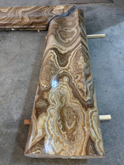 Fireplace Mantle, Onyx Stone, Brown, Tan & Cream, Three Piece, Sku: 033576