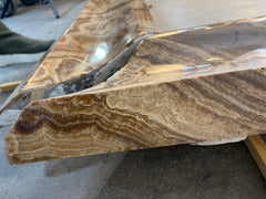 Fireplace Mantle, Onyx Stone, Brown, Tan & Cream, Three Piece, Sku: 033576