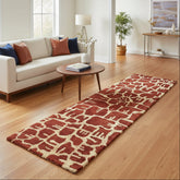 Runner Rug, Tribal Animal Shape Motif, Wool Blend, Rust and Tan, sku: S32432