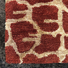 Runner Rug, Tribal Animal Shape Motif, Wool Blend, Rust and Tan, sku: S32432