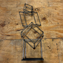 Chrome Abstract Art Sculpture With 4 Squares With Black Stand
