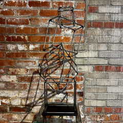 Chrome Abstract Art Sculpture With 4 Squares With Black Stand