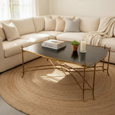 Dennis & Leen Coffee Table, Extra Large, Rectangle, Chinoiserie Tray Top, Gilt Metal Base, Sku: 033609