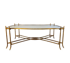 Dennis & Leen Coffee Table, Extra Large, Rectangle, Chinoiserie Tray Top, Gilt Metal Base, Sku: 033609