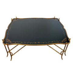 Dennis & Leen Coffee Table, Extra Large, Rectangle, Chinoiserie Tray Top, Gilt Metal Base, Sku: 033609