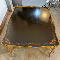 Dennis & Leen Coffee Table, Extra Large, Rectangle, Chinoiserie Tray Top, Gilt Metal Base, Sku: 033609