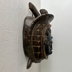 Baoule Tribal Mask, Turtle, Wood, Sku: 032694