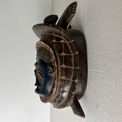 Baoule Tribal Mask, Turtle, Wood, Sku: 032694