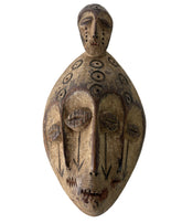 Congo Fertility Two Headed Mask, Hand Carved, Primitive