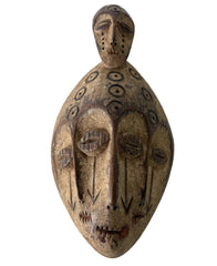 Congo Fertility Two Headed Mask, Hand Carved, Primitive