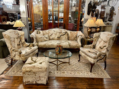 Sofa Set with Matching Two Lounge Chairs, Two Ottomans, Custom Upholstery