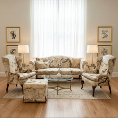 Sofa Set: Matching Two Lounge Chairs, Two Ottomans, Custom Upholstery, sku: 031681