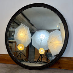 Wall Mirror, Round, Bronze, Iron Frame, Rustic, Large, Sku: 033612