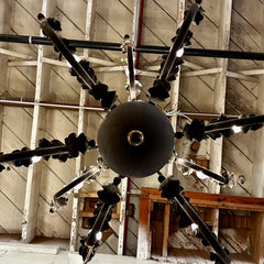 Chandelier, Rustic Finish Brass, Bronze, Nine-Light